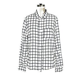 Marine Layer Womens Button-Down Shirt Size Small Blue White Windowpane
